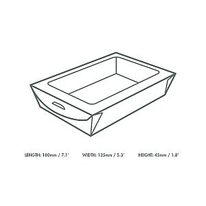 Крафт-коробка из переработанного картона с окошком из кукурузного крахмала, 960 мл, 180 x 35 x 45 мм, в пачке 300 шт