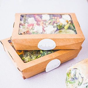 Large salad box with a window, 1100 ml, 300 pcs per pack