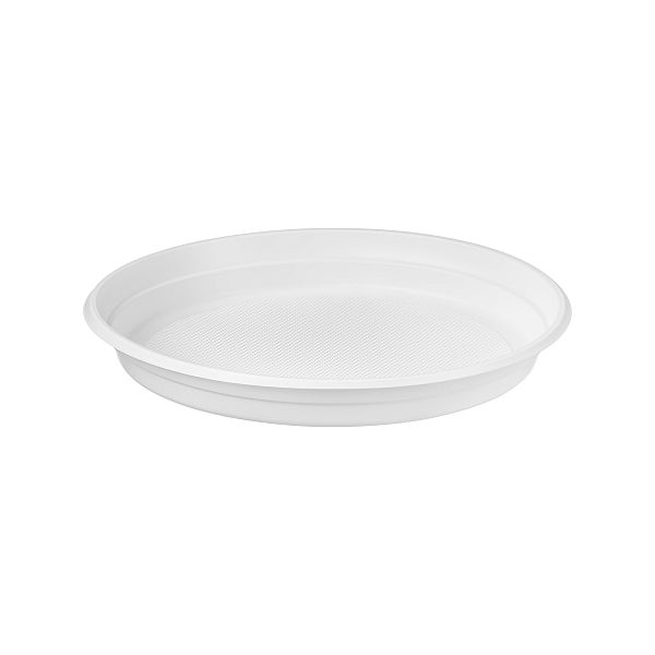 Reusable white plate, 22 cm, 100 pcs per pack
