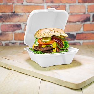 Bagasse burger box, 152 mm, 50 pcs per pack