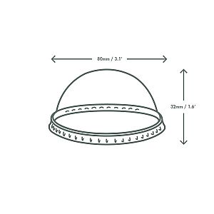 PLA dome lid without hole, 76-series, 50 pcs per pack