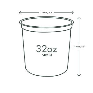 PLA round deli container, 960 ml, 50 pcs per pack