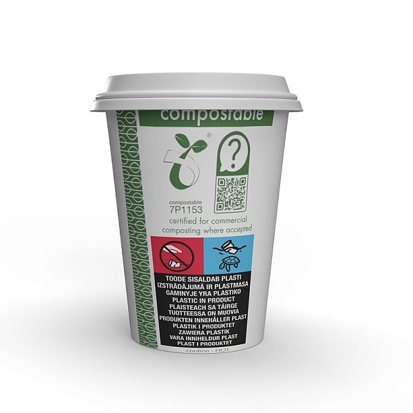Valged kuuma joogi topsid “Green tree” logoga, 360ml, 50 tk, pakis 50 tk