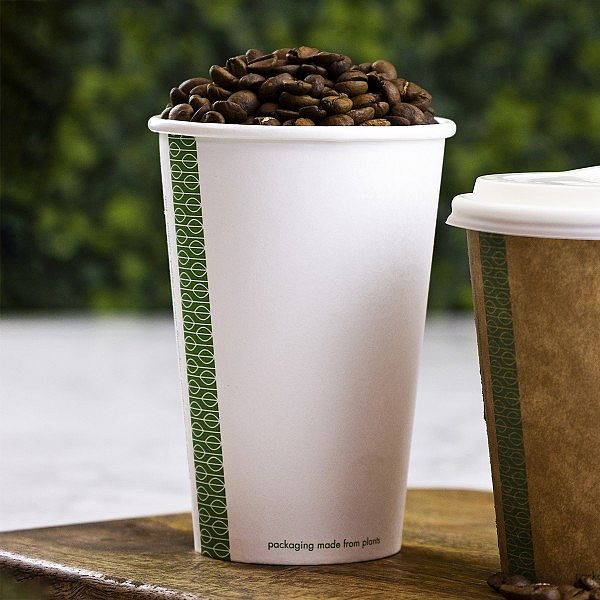 Valged kuuma joogi topsid “Green tree” logoga, 480ml, 50 tk, pakis 50 tk