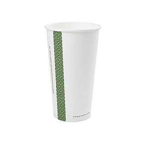 Стакан для горячих напитков из белой бумаги с покрытием из кукурузного крахмала, 600 мл, белый, серия 89, в пачке 50 шт