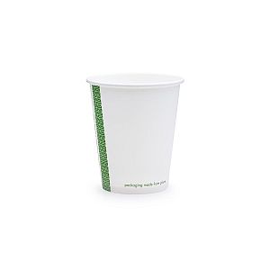 Стакан для горячих напитков из белой бумаги с покрытием из кукурузного крахмала, 180 мл, белый, серия 72, в пачке 50 шт