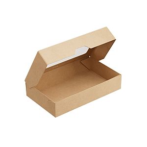 OneBox kartona kārba ar atveramu vāku un caurspīdīgu logu, 1000 ml, kraft, 120 х 200 x 40 mm, iesaiņots 25 gabali