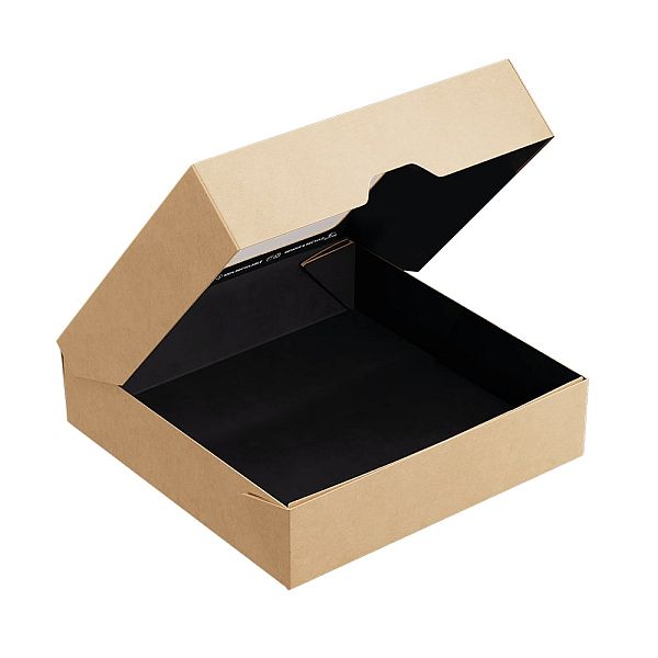 OneBox kartona kārba ar atveramu vāku un caurspīdīgu logu, 1500 ml, melna, 200 х 200 x 48 mm, iesaiņots 25 gabali