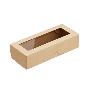 OneBox kartona kārba ar atveramu vāku un caurspīdīgu logu, 500 ml, kraft, 70 х 170 x 40 mm, iesaiņots 25 gabali
