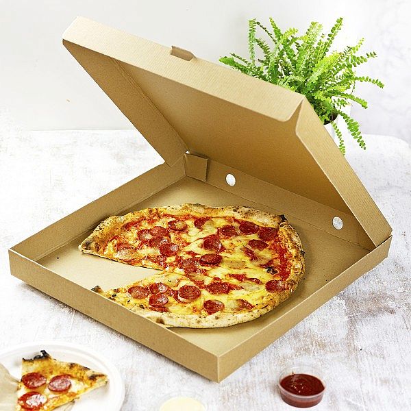 Brown kraft pizza box, 30 x 30 x 3,5 cm, 100 pcs per pack