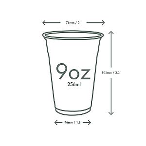 Kylmän juoman lasi ilman kuvaa, PLA, 200 ml, sarja 96, 50 kpl per pakkaus