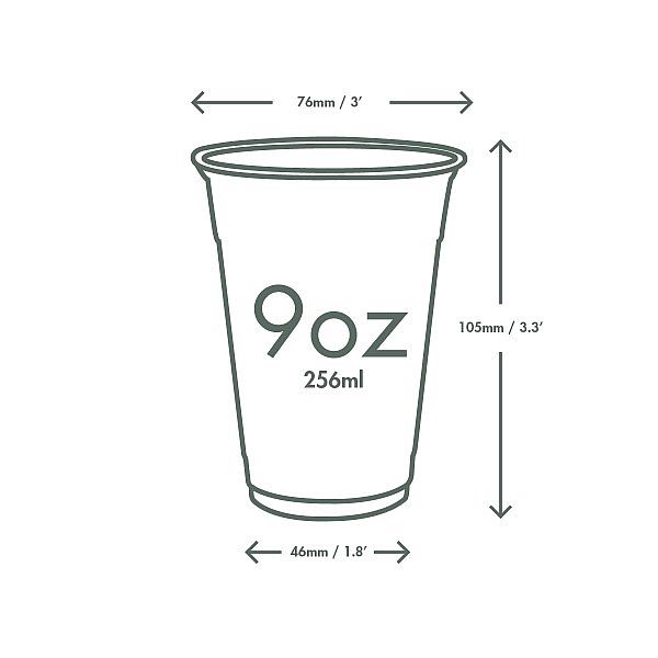 Kylmän juoman lasi ilman kuvaa, PLA, 200 ml, sarja 96, 50 kpl per pakkaus