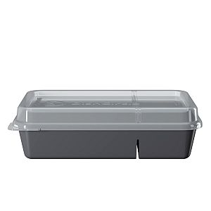 Reusable 2-compartment box with a transparent lid, black,2350 ml, 230x120x47mm, 20 pcs per pack