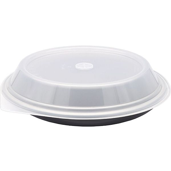 Reusable plate with dome lid with vents, black, 1250ml,260mm,  pcs per pack
