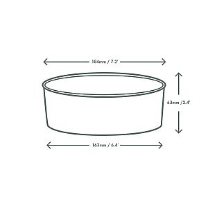 PLA-lined paper food bowl, 960 ml, 185-series, 50 pcs per pack