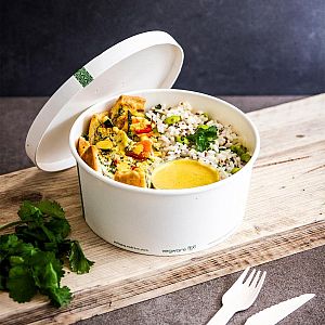 PLA-lined paper food bowl, 1440 ml, 185-series, 50 pcs per pack