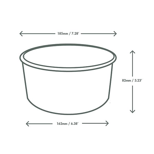PLA-lined paper food bowl Bon Appetit, 1440 ml, 185-series, 50 pcs per pack