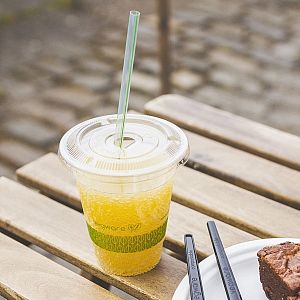 Transparent straw “Jumbo” with a green stripe, PLA, 210 mm, 300 pcs per pack