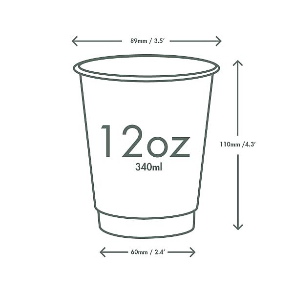 Двухслойный стакан для горячих напитков из крафт-бумаги с покрытием из кукурузного крахмала, 360 мл, серия 89, в пачке 25 шт