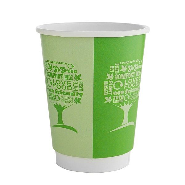 Двухслойный стакан “Green Tree” для горячих напитков из бумаги с покрытием из кукурузного крахмала, 360 мл, серия 89, в пачке 25 шт