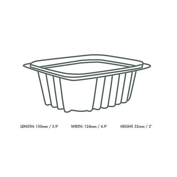 Rectangular deli container, PLA, 360 ml, 75 pcs per pack