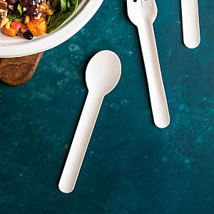 6.2in compostable paper spoon, 50 pcs per pack