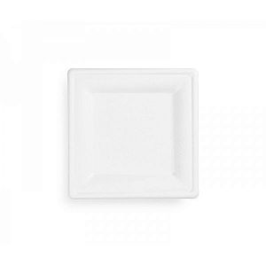 Bagasse square plate, 203 mm, 50 pcs per pack