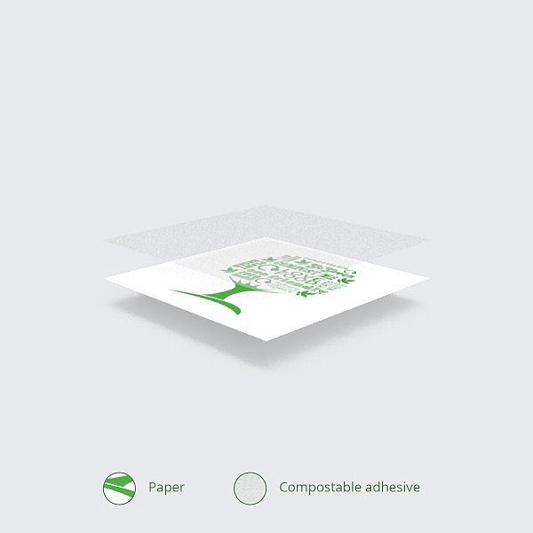 45mm round compostable sticker Green Tree, iesaiņots 1000 gabali
