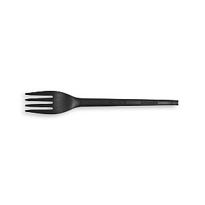 Recycled compostable CPLA fork, black, 165 mm , 50 pcs per pack