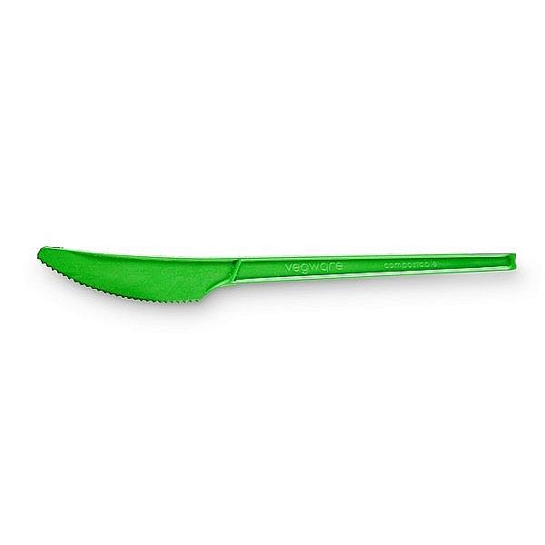 Одноразовый нож из кукурузного крахмала,  зеленый, 157 мм, в пачке 50 шт