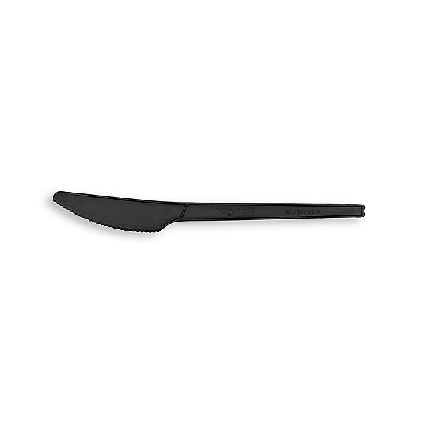 Recycled compostable CPLA knife, black, 165 mm , 50 pcs per pack