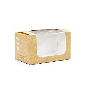 Sviestmaižu kārbiņa “Bloomer” no kraft kartona ar lodziņu no kukurūzas cietes, iesaiņots 500 gabali