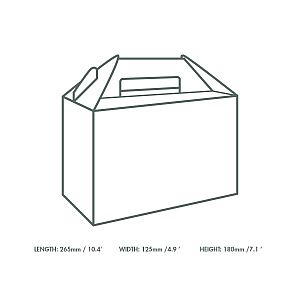Коробка с ручками из крафт-картона, 265 x 180 x 125 мм , в пачке 125 шт