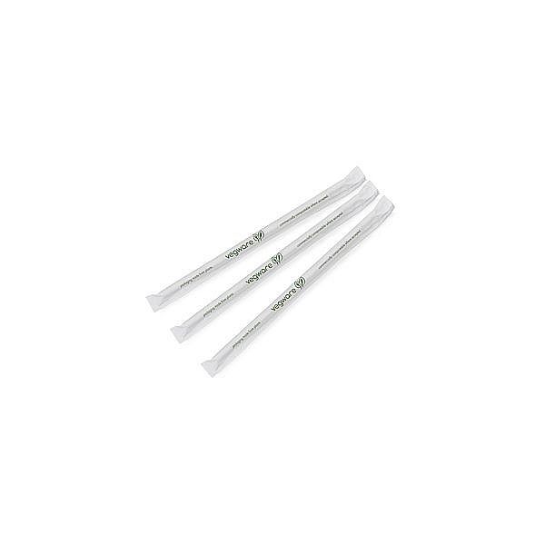 White straw “Standard” with green stripe ecovio, 5 mm, wrapped, 500 pcs per pack